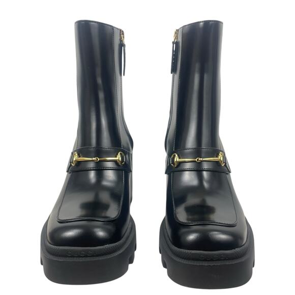 Gucci Magnum Calf Leather Horsebit Lug Sole Boots Black Size 40 - Picture 5 of 16